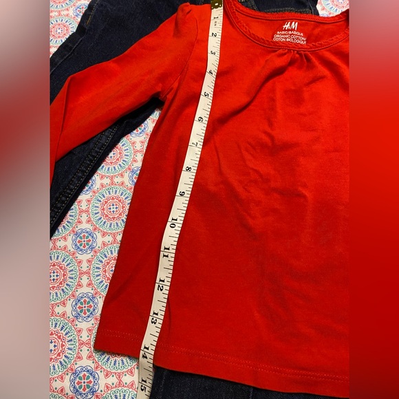 1 1/2-2yrs H&M bundle. 2 pairs of jeans and red long sleeve shirt - Picture 2 of 9